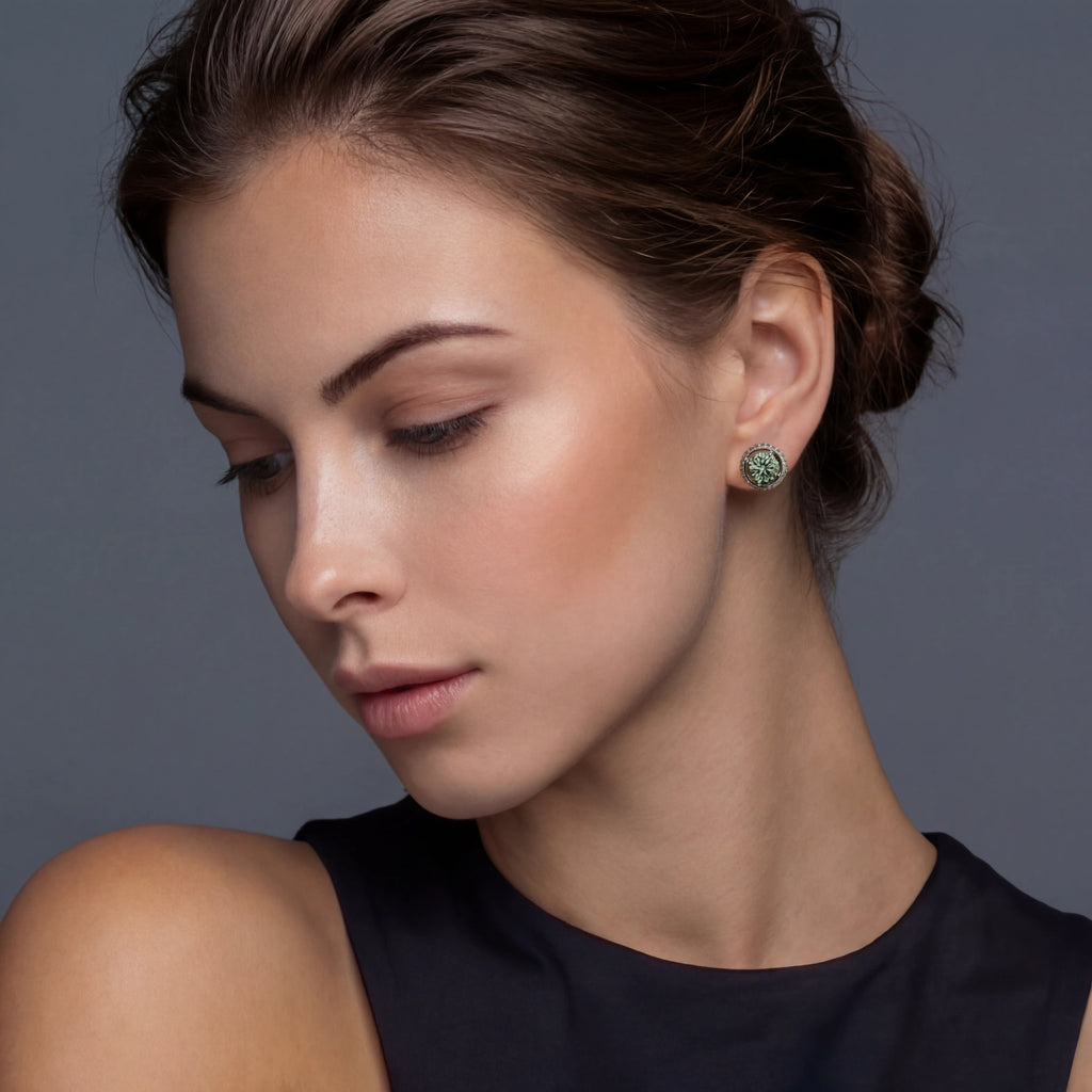 Emerald Spark Halo Studs | Mrs.MaryMack