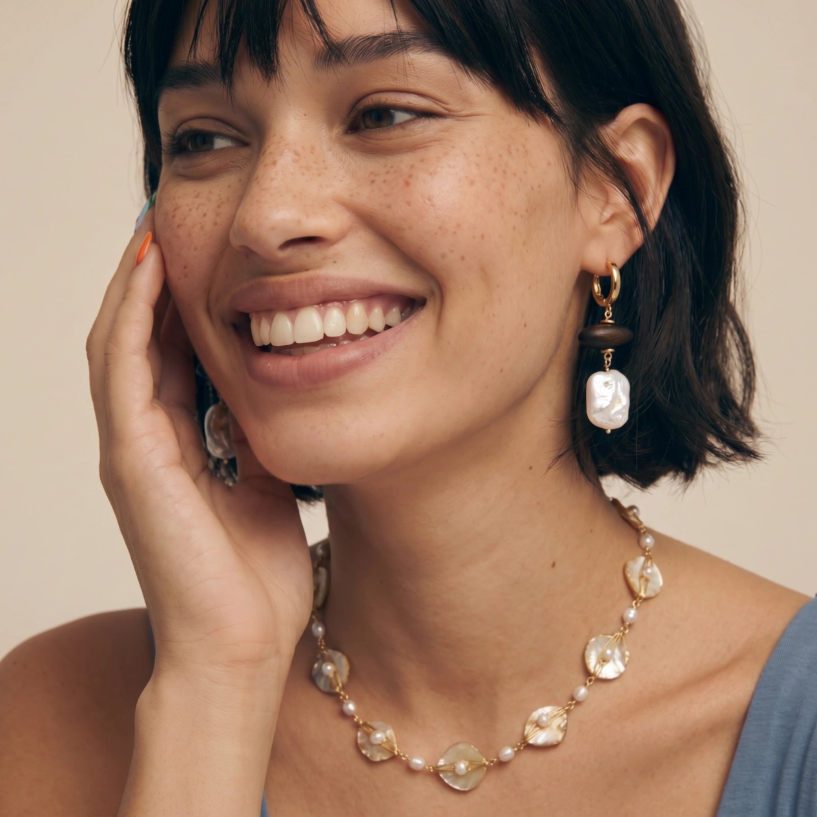 Golden Leaf Pearl Necklace | Mrs.MaryMack