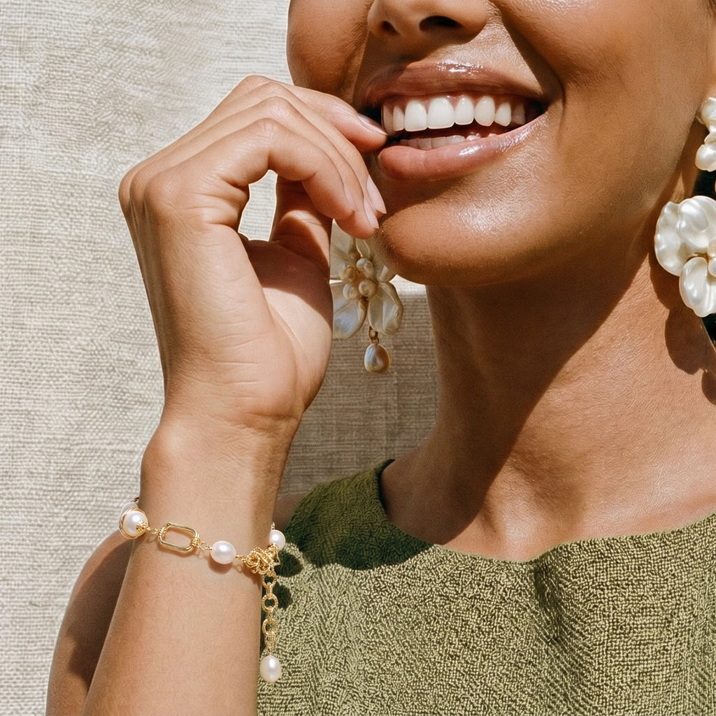 Golden Pearl Chain Bracelet | Mrs.MaryMack