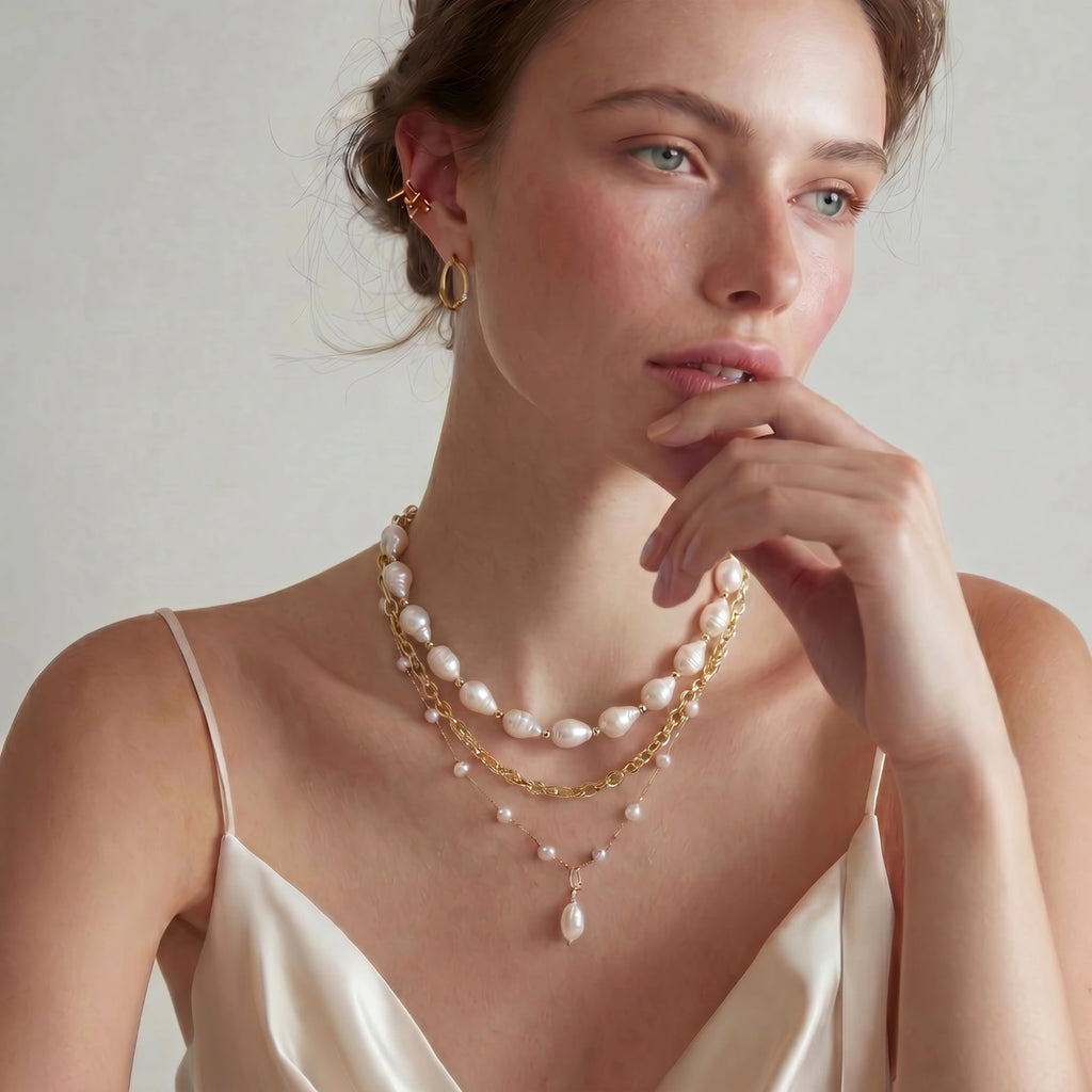 Golden Pearl Layers Necklace | Mrs.MaryMack