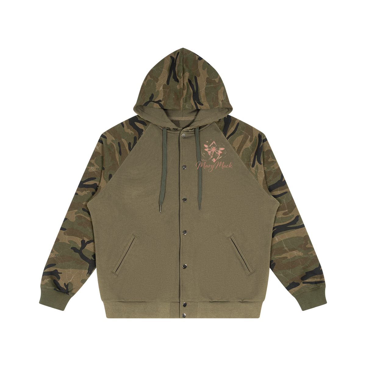 Unisex Camo-Splice Raglan Zip Hoodie|Mrs.MaryMack