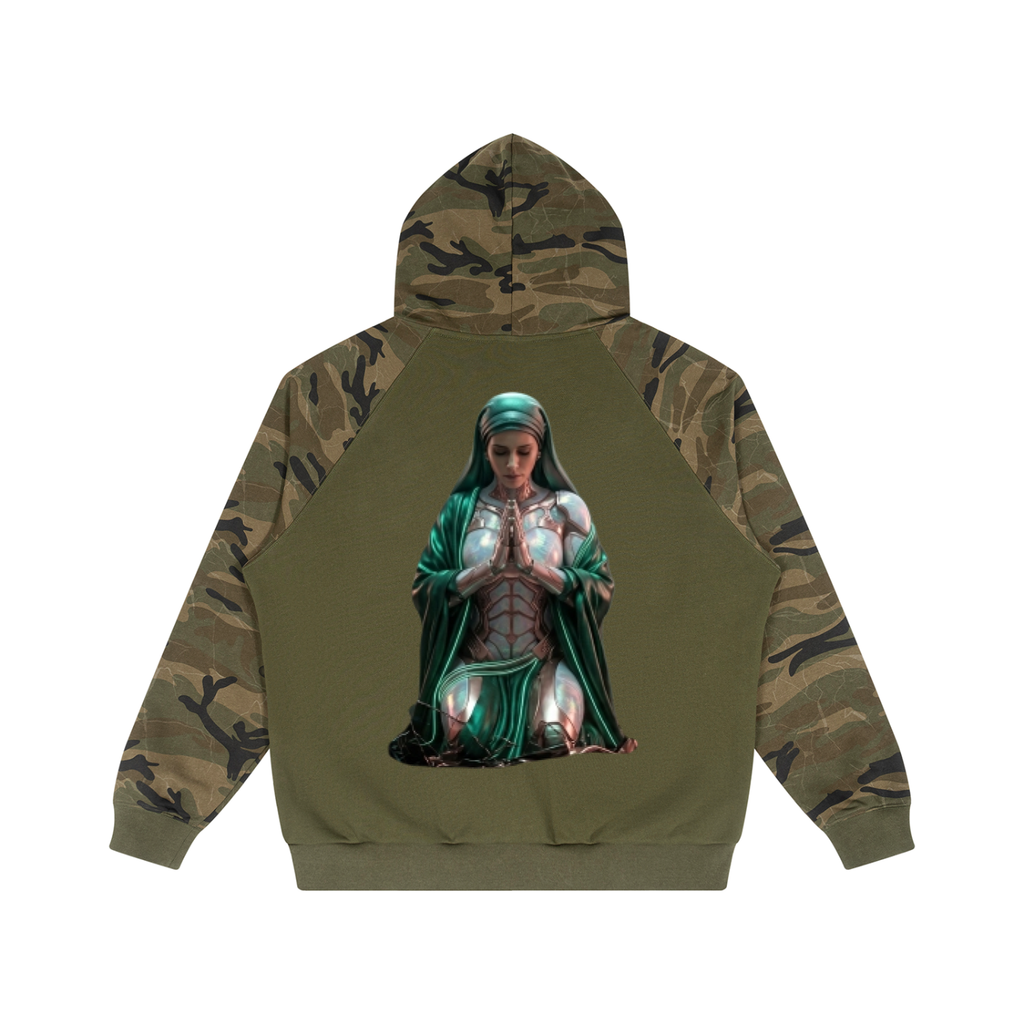 Unisex Camo-Splice Raglan Zip Hoodie|Mrs.MaryMack