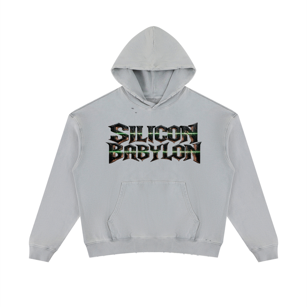 Silicon Babylon Mineral Wash Distressed Hoodie