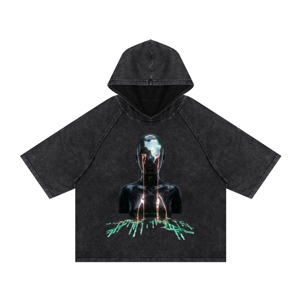 Snow Washed Hooded Boxy T-Shirt|Mrs.MaryMack