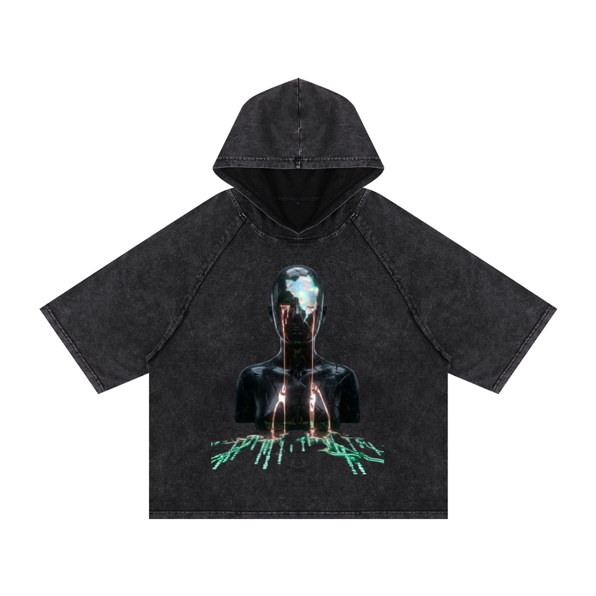 Snow Washed Hooded Boxy T-Shirt|Mrs.MaryMack