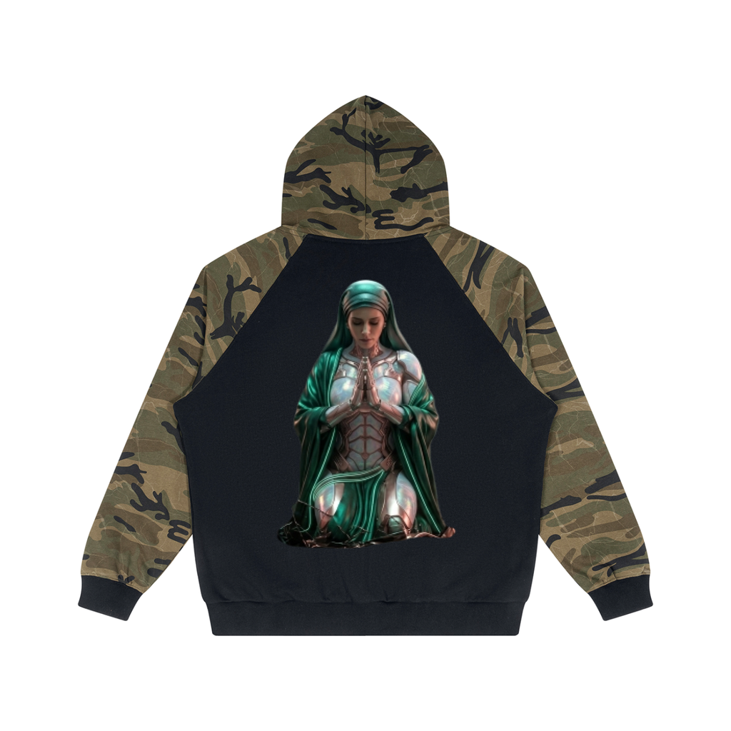 Unisex Camo-Splice Raglan Zip Hoodie|Mrs.MaryMack