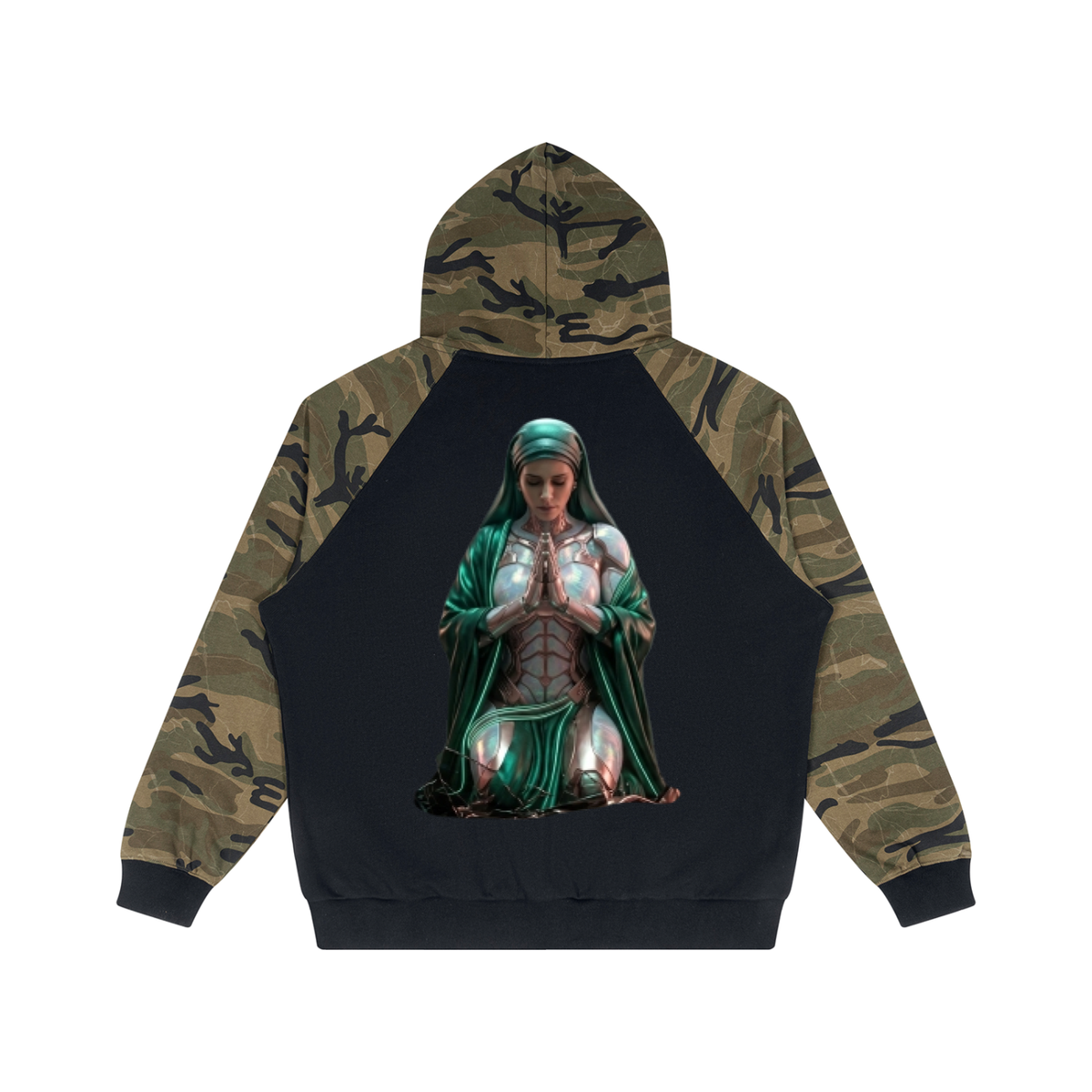 Unisex Camo-Splice Raglan Zip Hoodie|Mrs.MaryMack