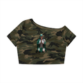 Women's Camo Off-Shoulder Crop T-Shirt|Mrs.MaryMack