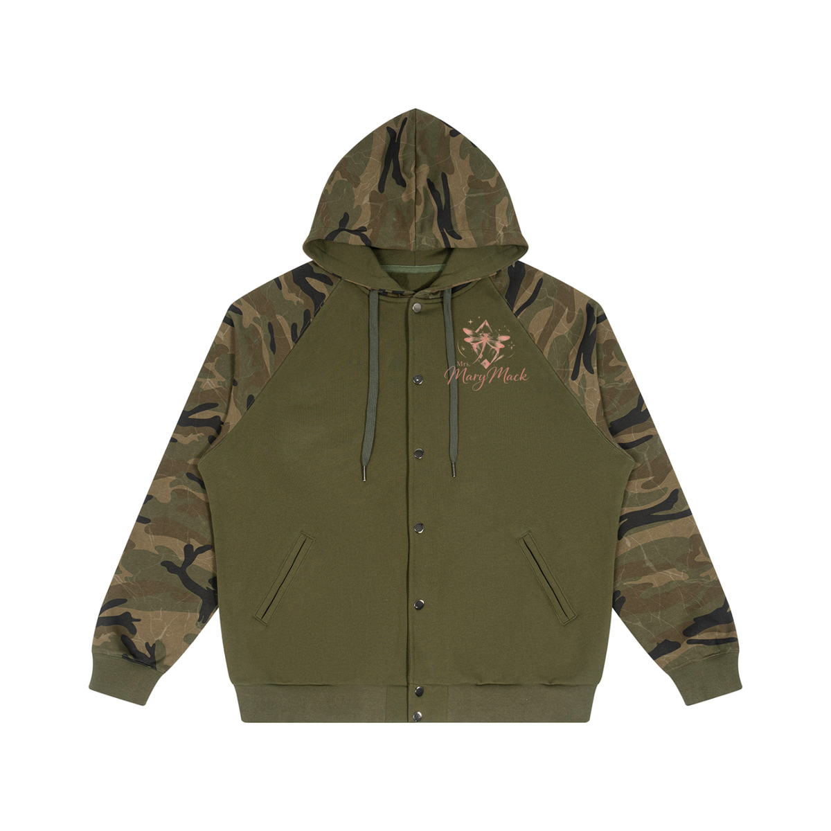 Unisex Camo-Splice Raglan Zip Hoodie|Mrs.MaryMack
