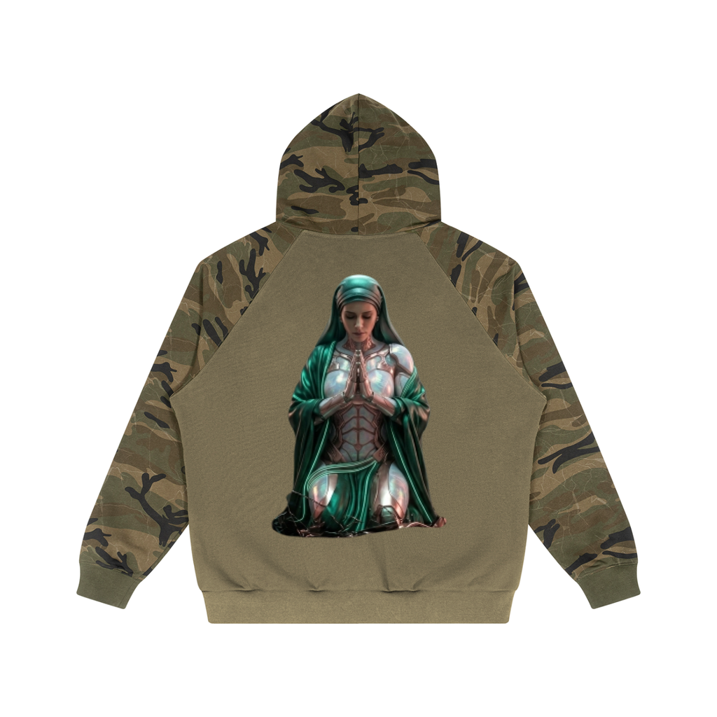 Unisex Camo-Splice Raglan Zip Hoodie|Mrs.MaryMack