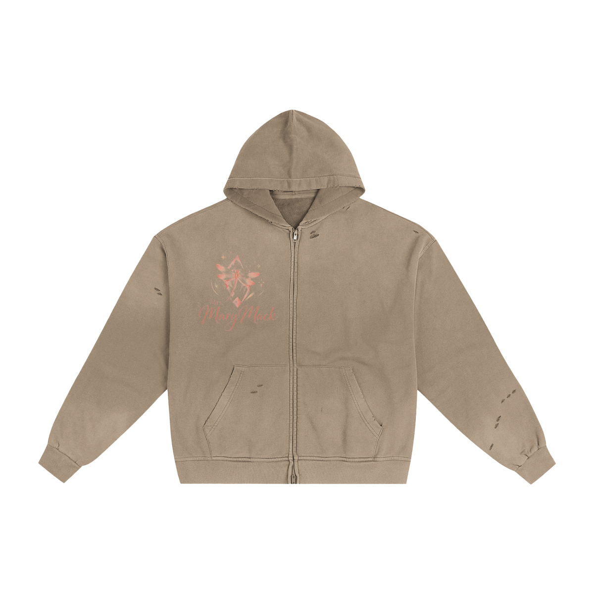 Hand-Frayed Sunfade Zip Hoodie|Mrs.MaryMack