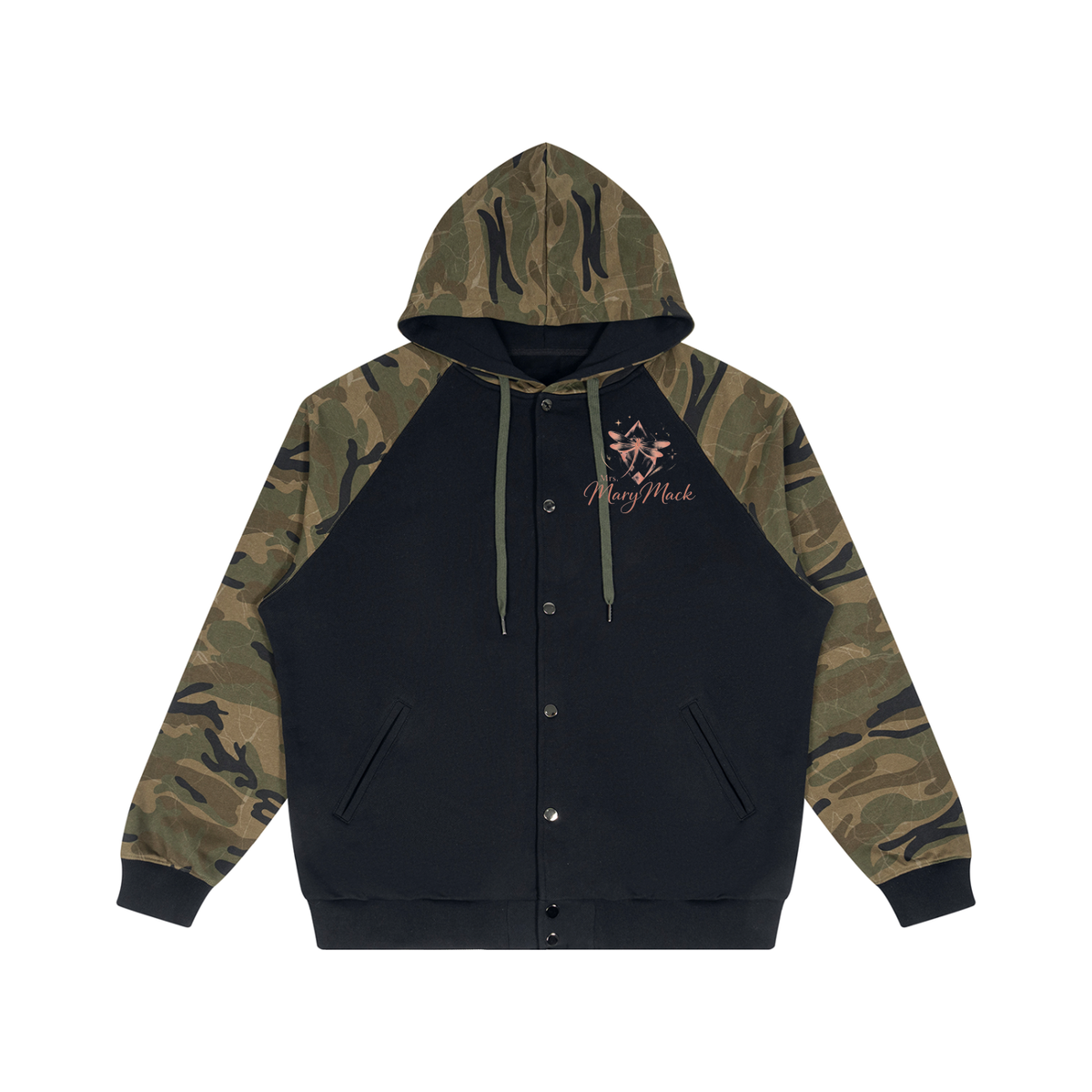 Unisex Camo-Splice Raglan Zip Hoodie|Mrs.MaryMack